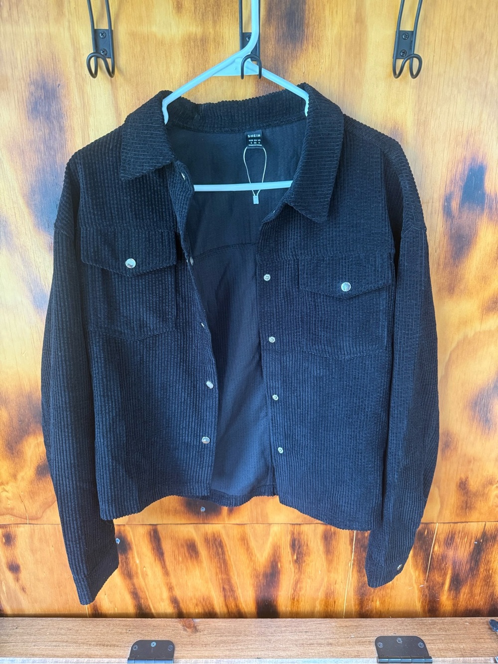 SHEIN Black Corduroy Shacket Jacket
